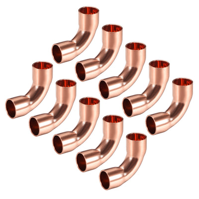 Harfington Uxcell 7.94mm ID 90 Degree Copper Elbow Pipe Fitting Connector 10pcs