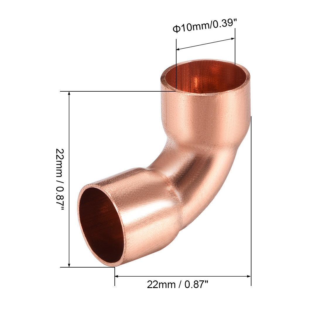 uxcell Uxcell 10mm ID 90 Degree Copper Elbow Pipe Fitting Connector 10pcs