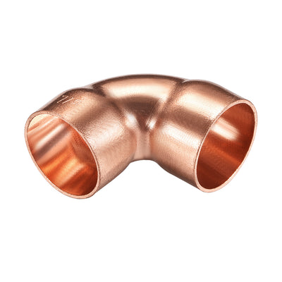 Harfington Uxcell 22.2mm ID 1mm Thick 90 Degree Copper Elbow Pipe Fitting 3pcs