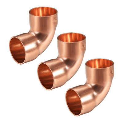 Harfington Uxcell 22.2mm ID 1mm Thick 90 Degree Copper Elbow Pipe Fitting 3pcs