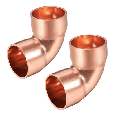 Harfington Uxcell 25.4mm ID 90 Degree Copper Elbow Fitting 1.5mm Thick 2pcs