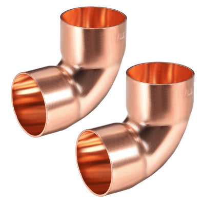 Harfington Uxcell 32mm ID 90 Degree 1mm Thick Copper Elbow Pipe Fitting Connector 2pcs