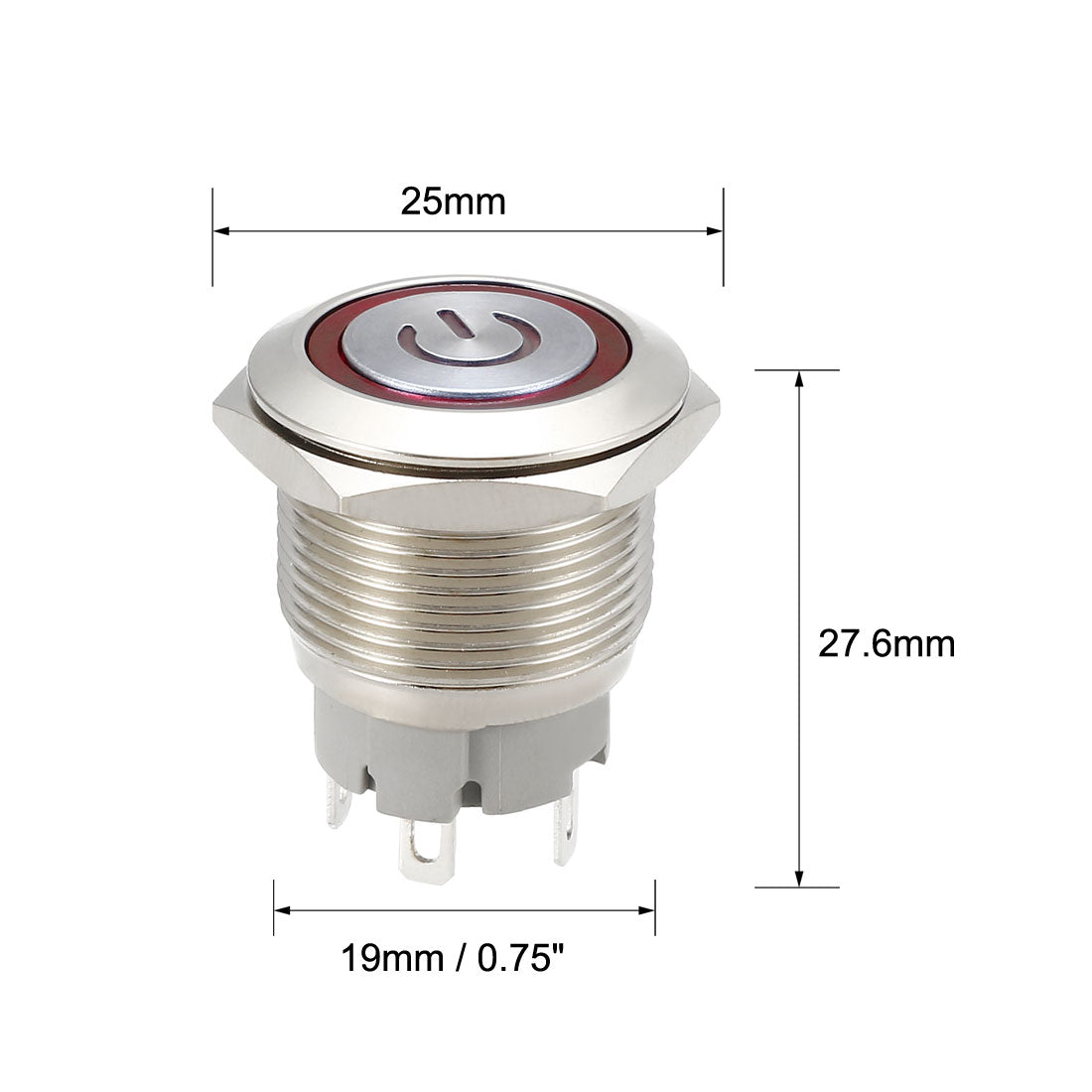 uxcell Uxcell Latching Push Button Switch Mounting Dia 1NO LED Light with Socket Plug Wires