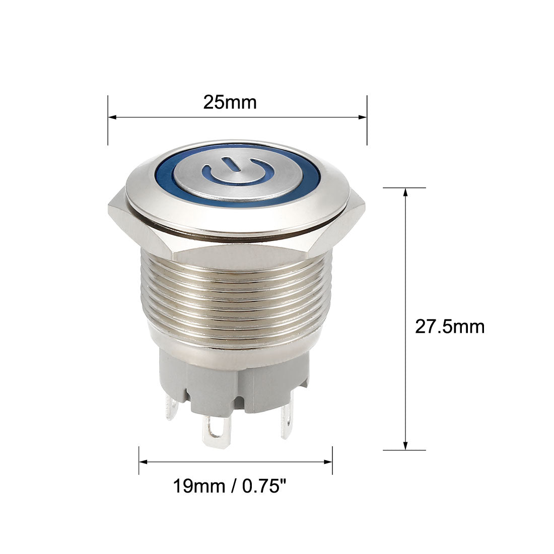 uxcell Uxcell Latching Metal Push Button Switch  Mounting Dia LED Light with Socket