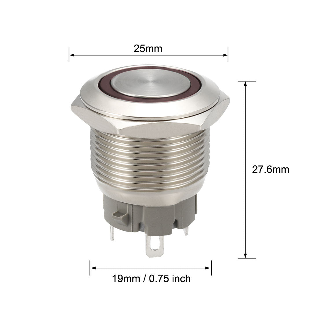 uxcell Uxcell Latching Push Button Switch 19mm Mounting 1NO 12V White LED with Socket Plugs