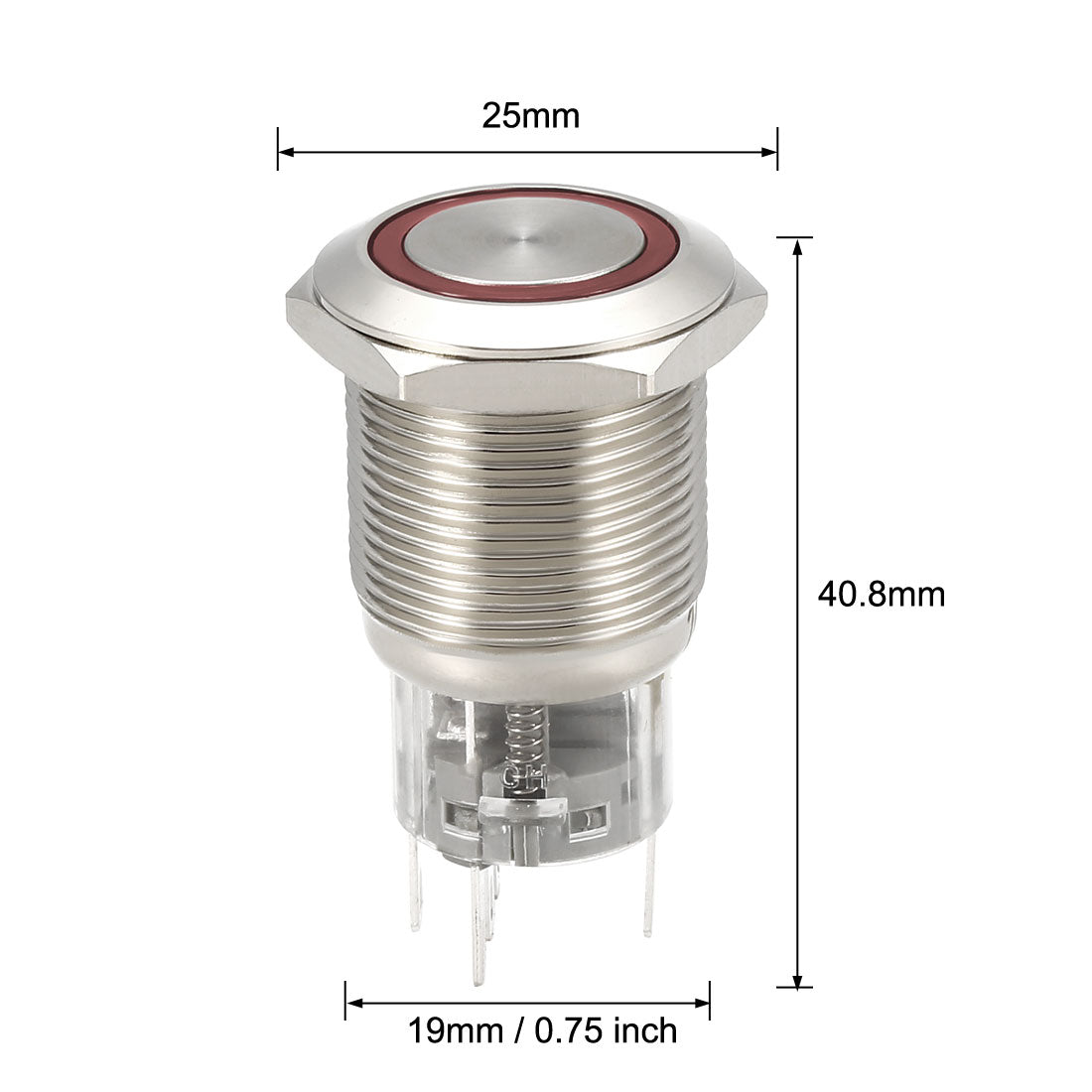 uxcell Uxcell Metal Push Button Switch Mounting Dia 1NO 1NC COM LED with Socket Plug Wires