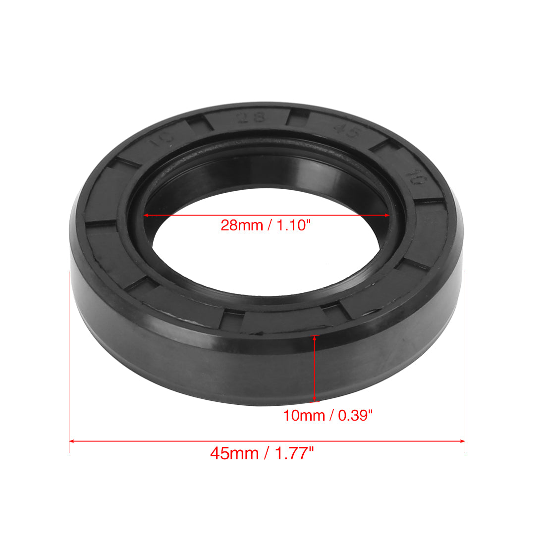 Harfington 28mm x 45mm x 10mm Rubber Double Lip TC Type Oil Shaft Seal