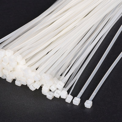 Harfington Uxcell Cable Zip Ties 200mmx2mm Self-Locking Nylon Tie Wraps White 150pcs