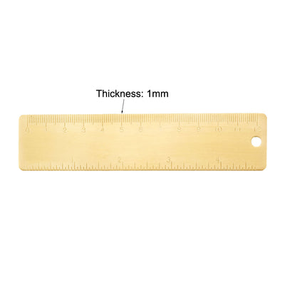 Harfington Uxcell Straight Ruler 120mm 4 Inch Brass Measuring Tool with Hanging Hole