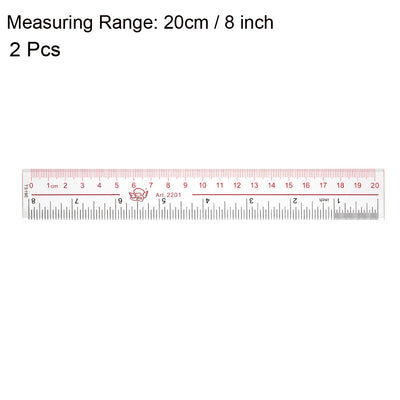 Harfington Uxcell Straight Ruler 20cm 8 Inch Metric Measuring Tool 2pcs