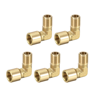 Harfington Uxcell Brass Pipe Fitting 90 Degree Elbow G1/8 Male x G1/8 Female 5pcs