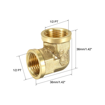 Harfington Uxcell Brass Pipe Fitting 90 Degree Elbow 1/2 PT Female x 1/2 PT Female