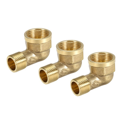 Harfington Uxcell Brass Pipe Fitting 90 Degree Forged Street Elbow G1/2 Male x G3/4 Female 3pcs