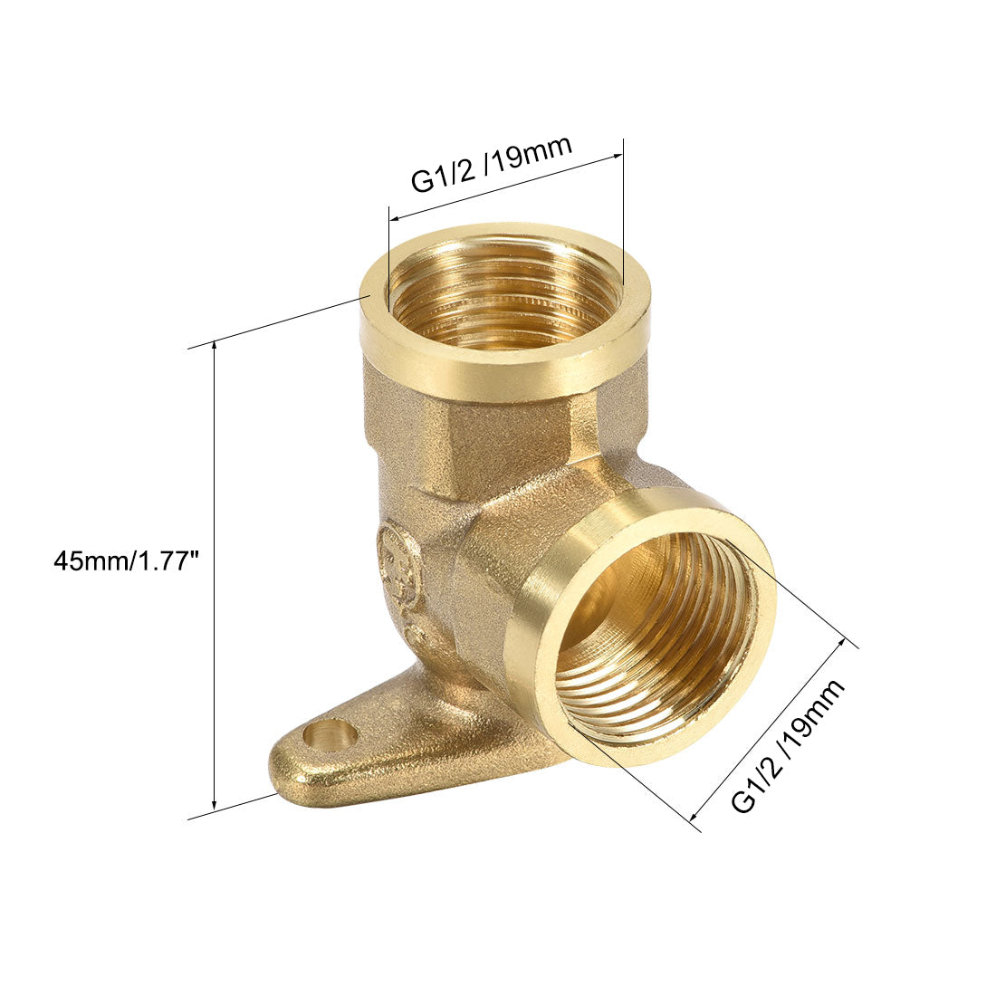 uxcell Uxcell Brass Pipe Fitting 90 Degree Drop Ear Elbow G1/2 Female x G1/2 Female Crimp Fitting 2pcs