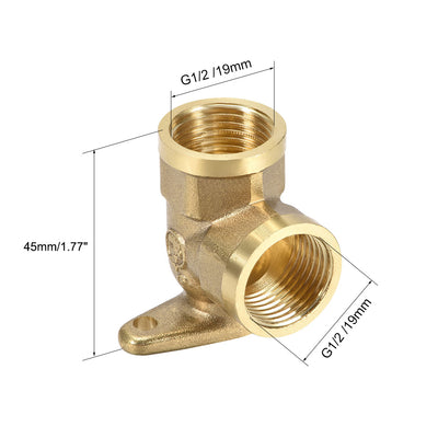 Harfington Uxcell Brass Pipe Fitting 90 Degree Drop Ear Elbow G1/2 Female x G1/2 Female Crimp Fitting 2pcs