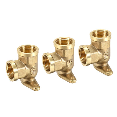 Harfington Uxcell Brass Pipe Fitting 90 Degree Drop Ear Elbow G1/2 Female x G1/2 Female Crimp Fitting 3pcs