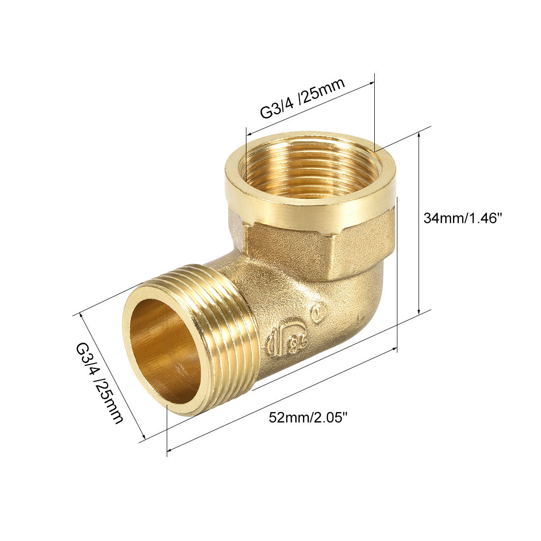 uxcell Uxcell Brass Pipe Fitting 90 Degree Street Elbow G3/4 Male x G3/4 Female 2pcs