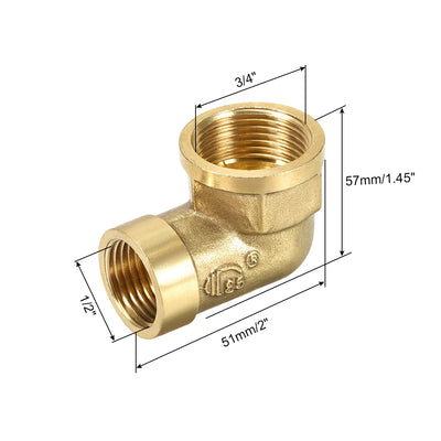 Harfington Uxcell Brass Pipe Fitting 90 Degree Street Elbow 1/2 NPT Female x 3/4 NPT Female