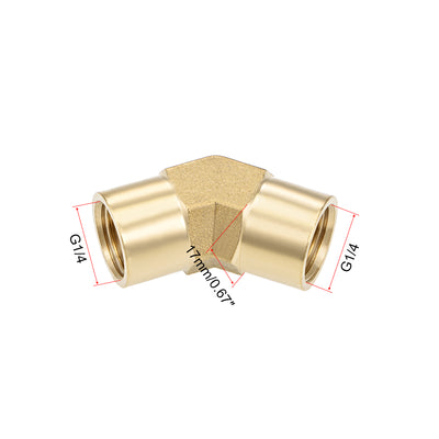 Harfington Uxcell Brass Pipe Fitting - 45 Degree Elbow G1/4 Female X G1/4 Female Hex Bushing Adapter 36.5mm Length 2pcs