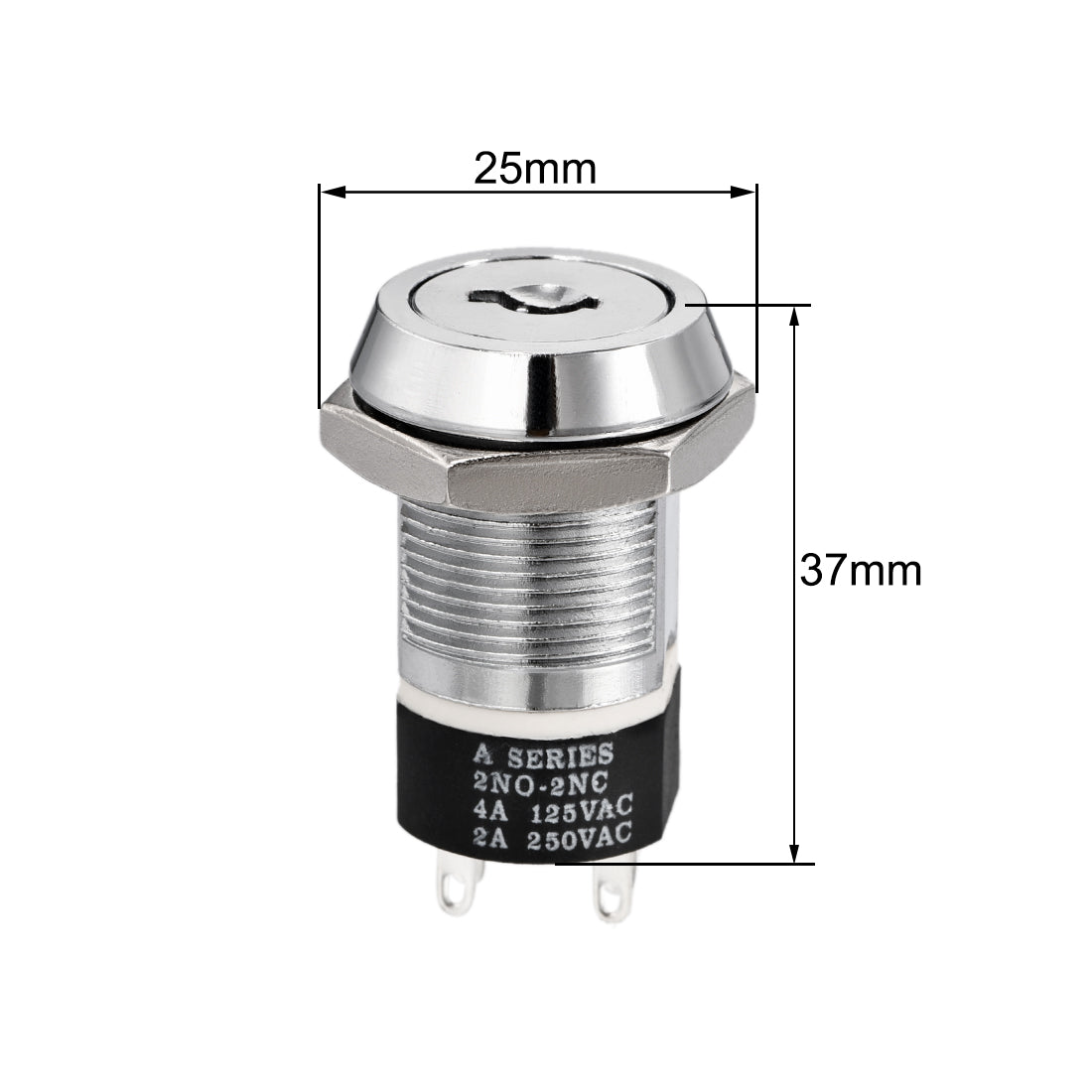 uxcell Uxcell 19mm 2 Positions Key Locking Push Button Switch With 2 Keys 2NC-2NO S2803