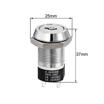 Harfington Uxcell 19mm 2 Positions Key Locking Push Button Switch With 2 Keys 2NC-2NO S2803