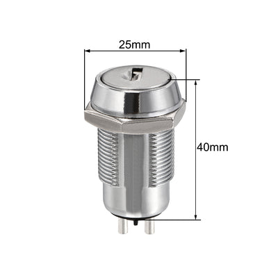 Harfington Uxcell 19mm 2 Positions Key Locking Push Button Switch With 2 Keys ON-OFF S1906 1pcs