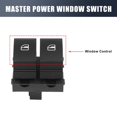 Harfington Master Driver Side Power Window Switch 1K3959857A Replacement for VW Caddy Golf Jetta EOS Rabbit Passat 2003-2009