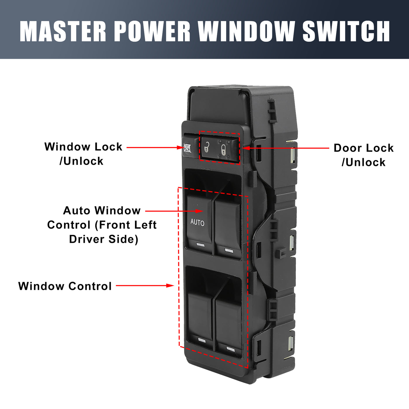 X AUTOHAUX 4602780AA Auto Fensterheber Schaltelement Hauptschalter Fahrerseite für Chrysler für Dodg für Jeep