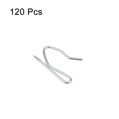 Harfington Uxcell Curtain Hooks Carbon Steel Pin-On Drapery Hooks for Window Door Curtains Silver Tone 120 Pcs