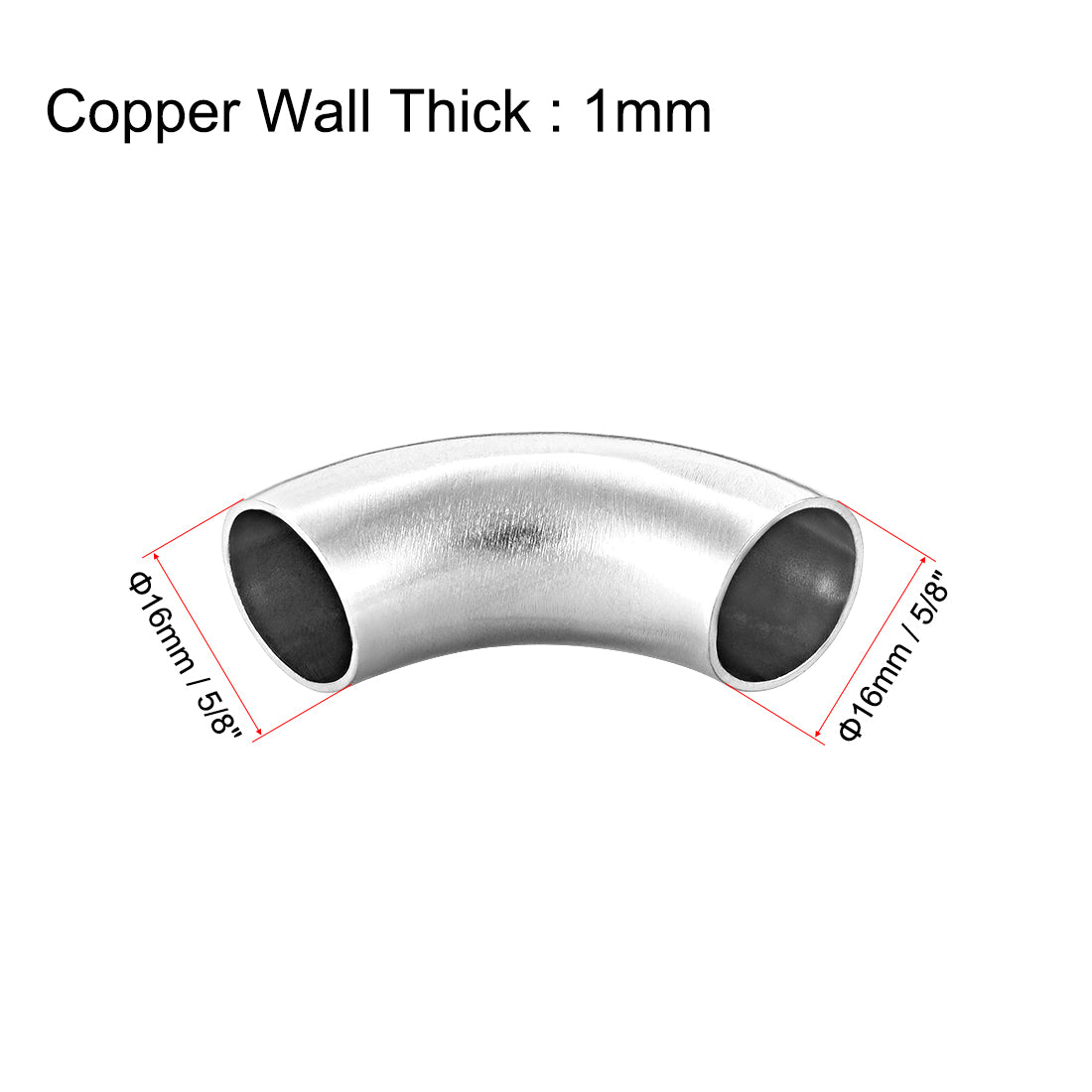 uxcell Uxcell Stainless Steel 304 Pipe Fitting Long Radius 90 Degree Elbow Butt-Weld 5/8-inch OD 1mm Pipe Size