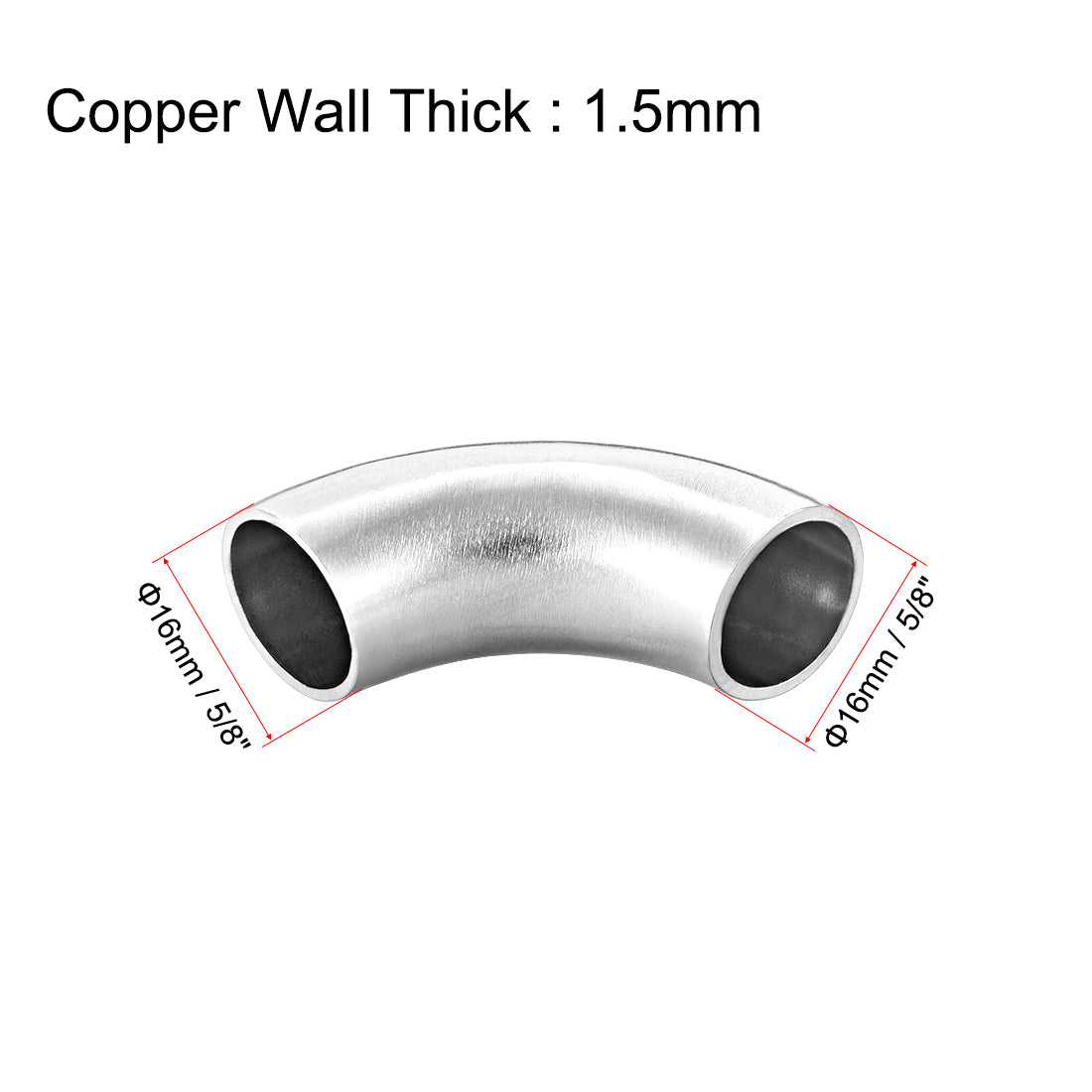 uxcell Uxcell Stainless Steel 304 Pipe Fitting Long Radius 90 Degree Elbow Butt-Weld 5/8-inch OD 1.5mm Thick Pipe Size 5pcs