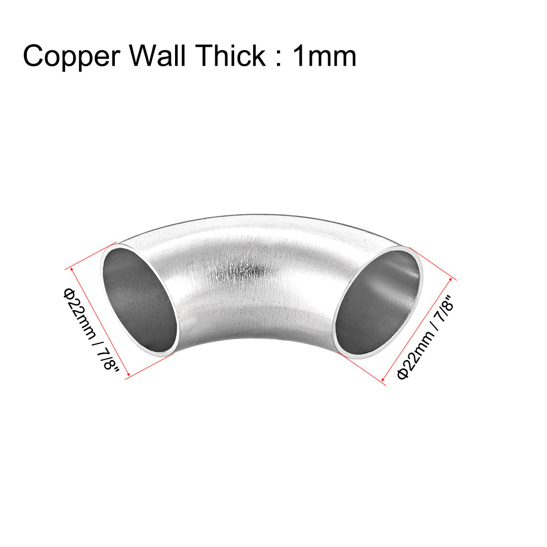 uxcell Uxcell Stainless Steel 304 Pipe Fitting Long Radius 90 Degree Elbow Butt-Weld 7/8-inch OD 1mm Thick Pipe Size 2pcs