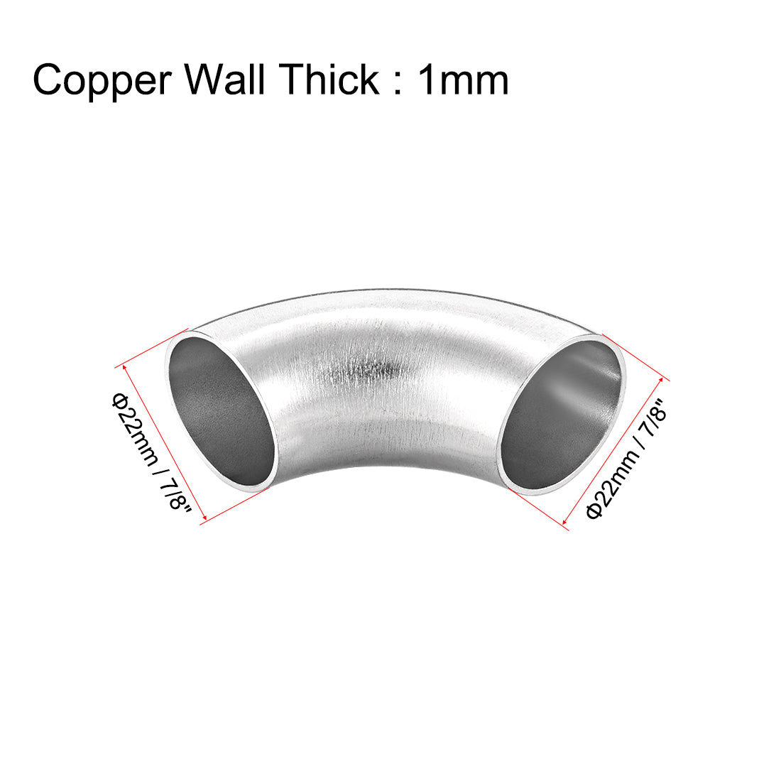 uxcell Uxcell Stainless Steel 304 Pipe Fitting Long Radius 90 Degree Elbow Butt-Weld 7/8-inch OD 1mm Thick Pipe Size 5pcs