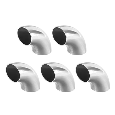 Harfington Uxcell Stainless Steel 304 Pipe Fitting Long Radius 90 Degree Elbow Butt-Weld 7/8-inch OD 1mm Thick Pipe Size 5pcs