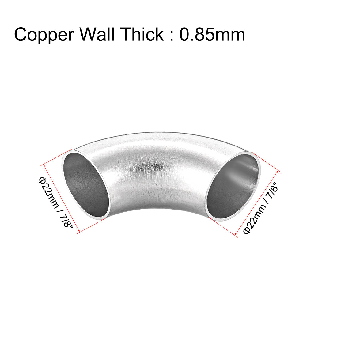 uxcell Uxcell Stainless Steel 304 Pipe Fitting Long Radius 90 Degree Elbow Butt-Weld 7/8-inch OD 0.85mm Thick Pipe Size 5pcs