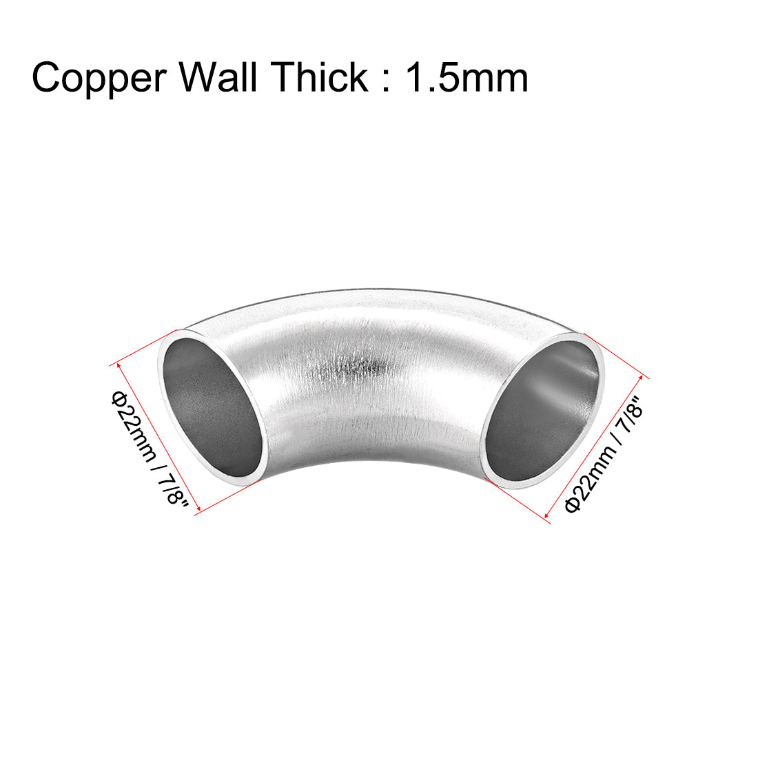 uxcell Uxcell Stainless Steel 304 Pipe Fitting Long Radius 90 Degree Elbow Butt-Weld 7/8-inch OD 1.5mm Thick Pipe Size 5pcs