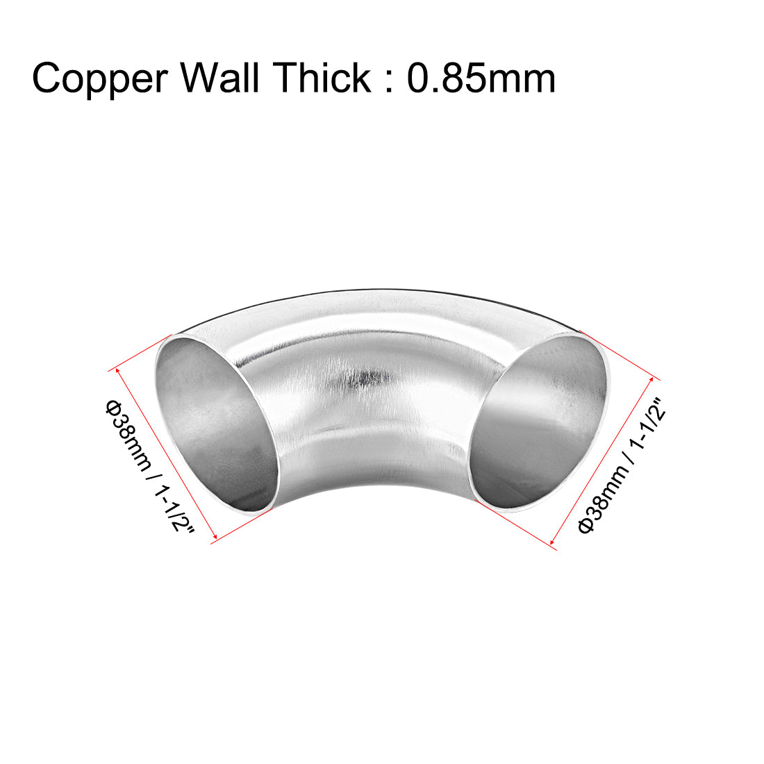 uxcell Uxcell Stainless Steel 304 Pipe Fitting Long Radius 90 Degree Elbow Butt-Weld 1-1/2-inch OD, 0.85mm Thick Pipe Size 4pcs