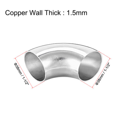 Harfington Uxcell Stainless Steel 304 Pipe Fitting Long Radius 90 Degree Elbow Butt-Weld 1-1/2-inch OD 1.5mm Thick Pipe Size