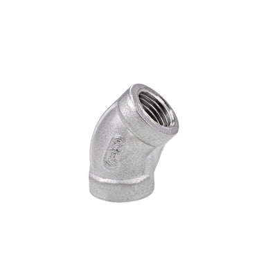 Harfington Uxcell 304 Cast Stainless Steel Pipe Fitting - 45 Degree Elbow G1/4 Female 32mm Length