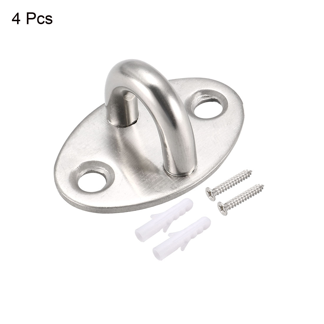 uxcell Uxcell Stainless Steel Ceiling Hook Pad Eye Plate Hardware 39mmX26mmX19mm Staple Hooks Loop Wall Mount 4Pcs