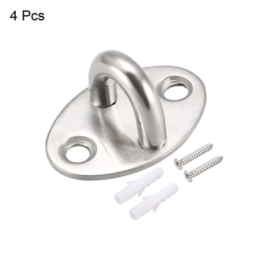 Harfington Uxcell Stainless Steel Ceiling Hook Pad Eye Plate Hardware 39mmX26mmX19mm Staple Hooks Loop Wall Mount 4Pcs