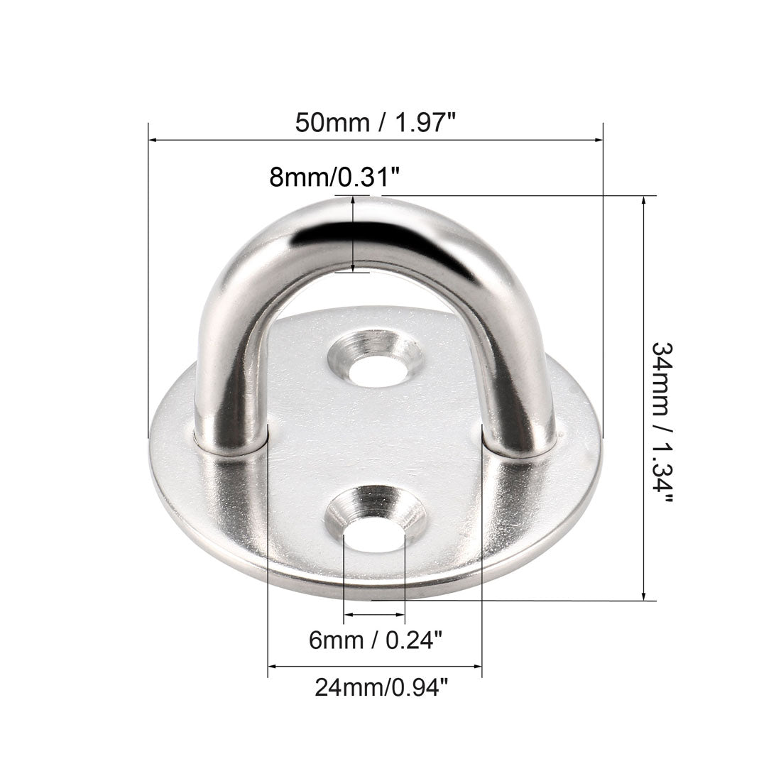 uxcell Uxcell Stainless Steel Ceiling Hook Pad Eye Plate Hardware 50mmX34mm Staple Hooks Loop Wall Mount