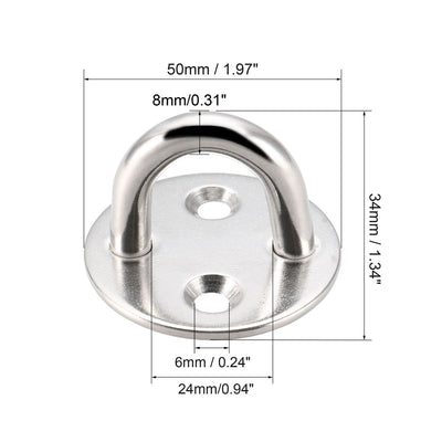 Harfington Uxcell Stainless Steel Ceiling Hook Pad Eye Plate Hardware 50mmX34mm Staple Hooks Loop Wall Mount