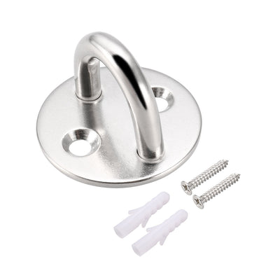 Harfington Uxcell Stainless Steel Ceiling Hook Pad Eye Plate Hardware 50mmX34mm Staple Hooks Loop Wall Mount