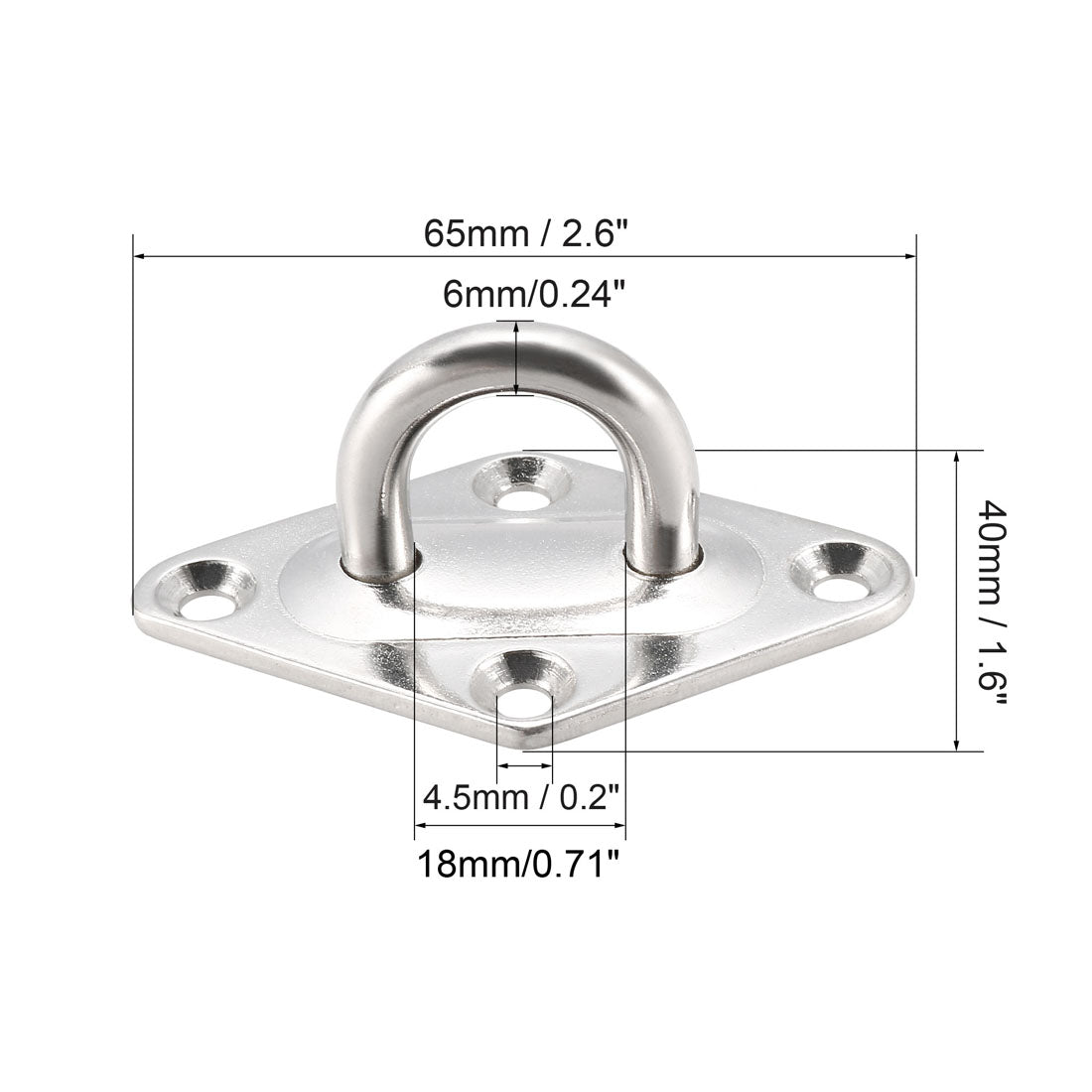 uxcell Uxcell Stainless Steel Ceiling Hook Pad Eye Plate Hardware 65mmX40mmX26mm Staple Hooks Loop Wall Mount