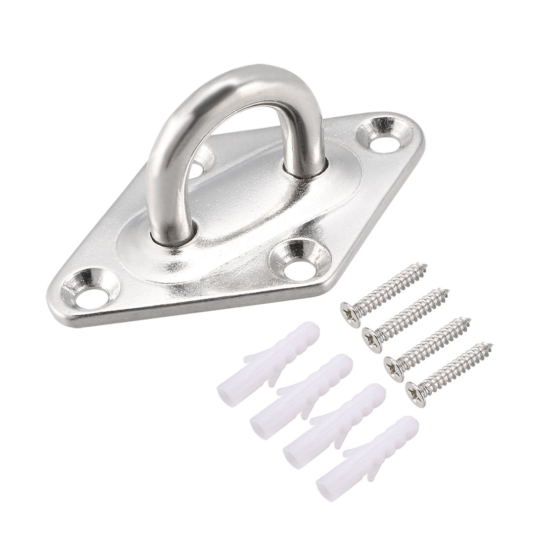 uxcell Uxcell Stainless Steel Ceiling Hook Pad Eye Plate Hardware 65mmX40mmX26mm Staple Hooks Loop Wall Mount