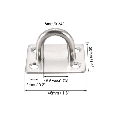 Harfington Uxcell Stainless Steel Ceiling Hook Pad Eye Plate Hardware 46mmX36mmX28mm Staple Hooks Loop Wall Mount