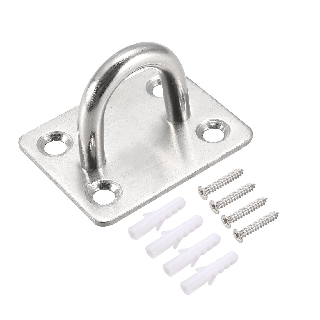 uxcell Uxcell Stainless Steel Ceiling Hook Pad Eye Plate Hardware 46mmX36mmX28mm Staple Hooks Loop Wall Mount