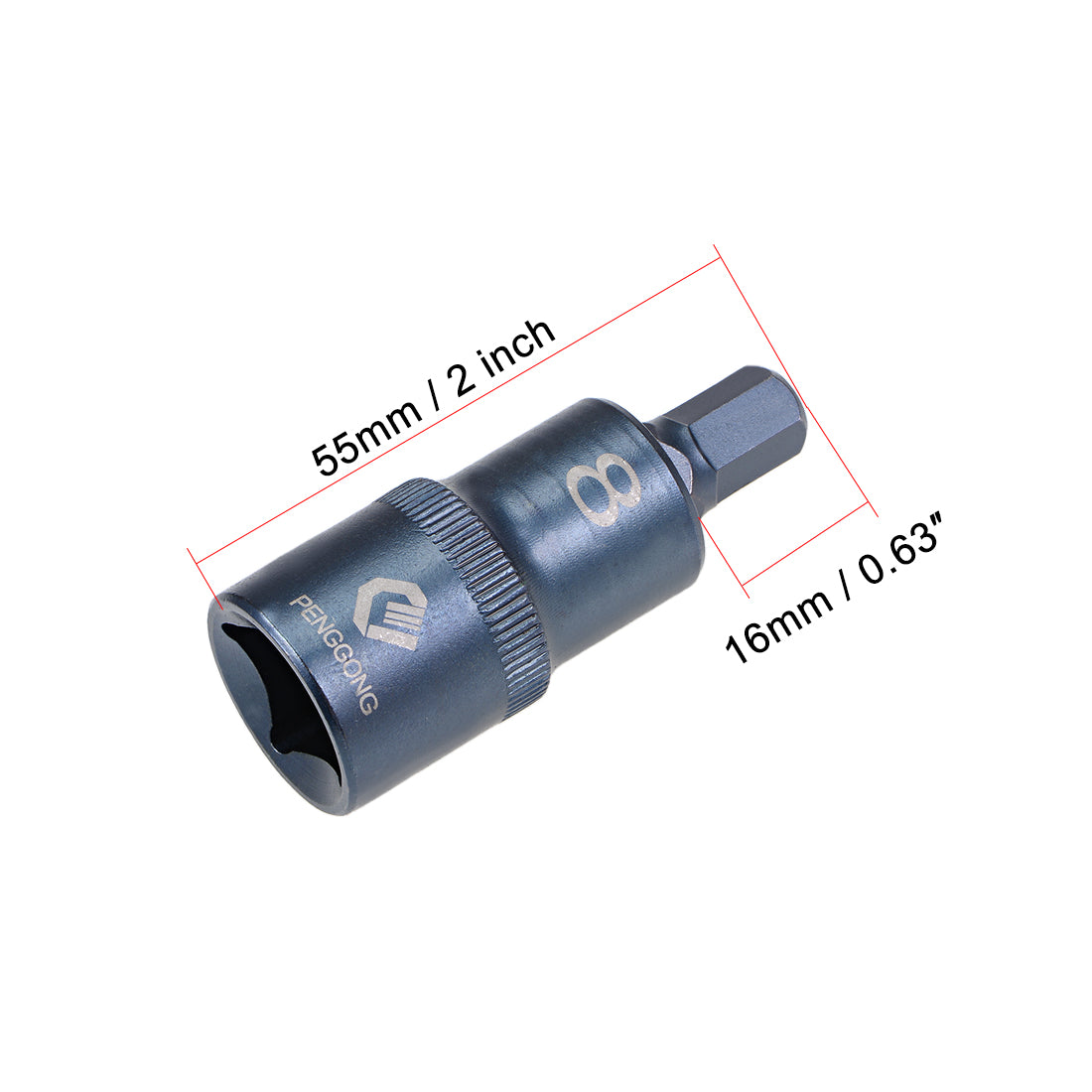 uxcell Uxcell Drive x Hex Bit Socket, S2 Steel Bits, CR-V Sockets Metric (For Hand Use Only)