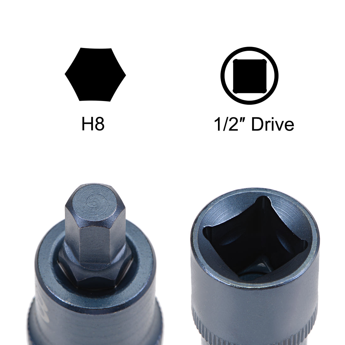 uxcell Uxcell Drive x Hex Bit Socket, S2 Steel Bits, CR-V Sockets Metric (For Hand Use Only)